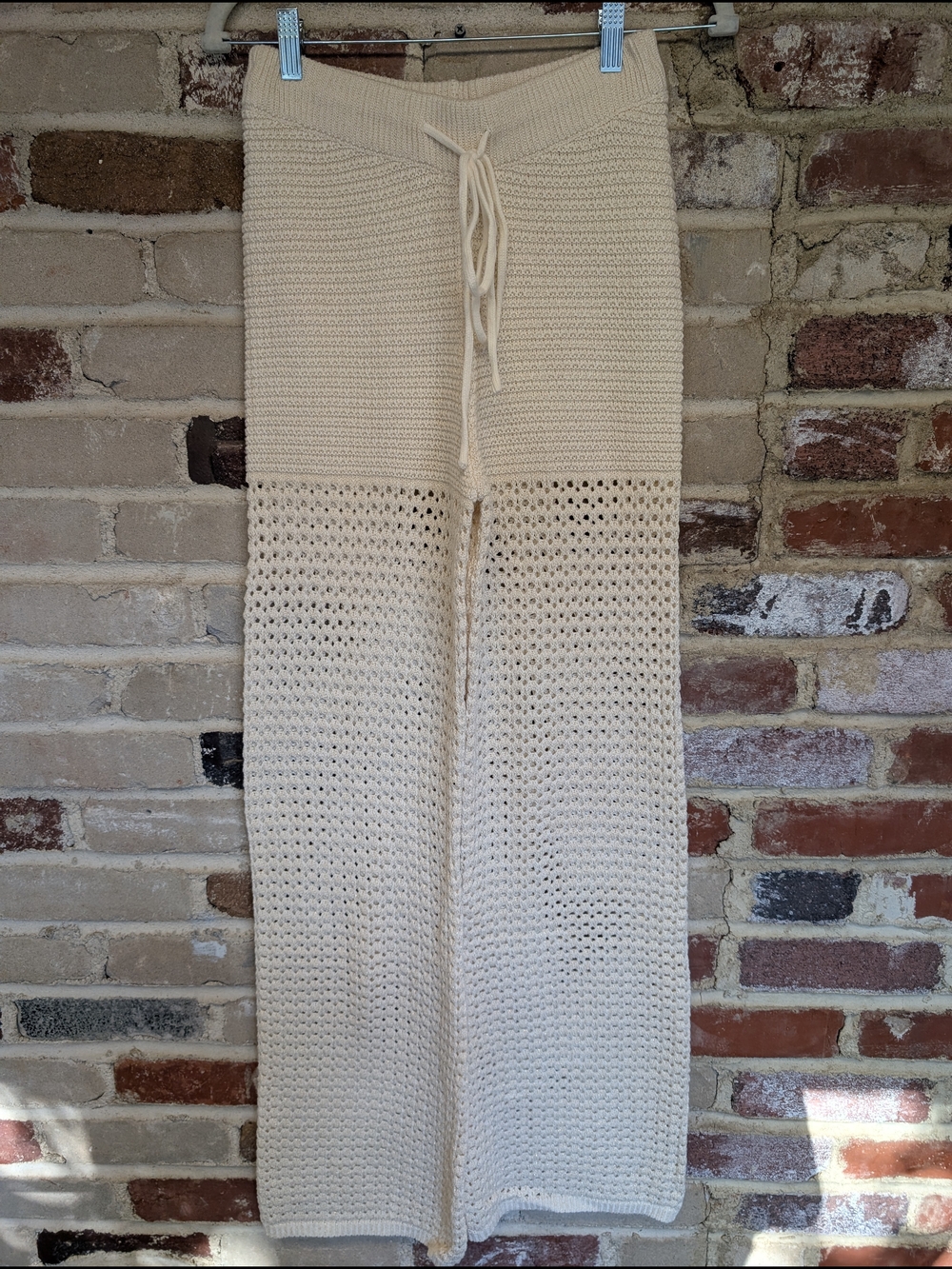 Blue Blush Cream Crochet Knit Swim Coverup Pants